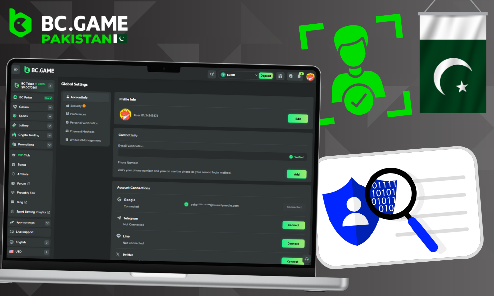 Account verification at BC Game Casino