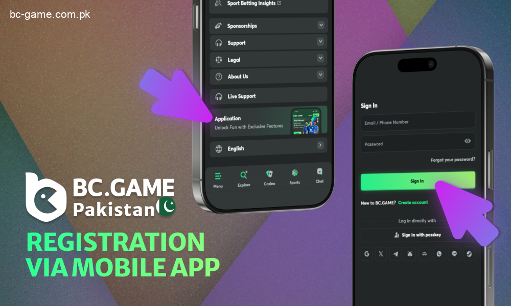 Register for an account conveniently using the BC Game mobile application