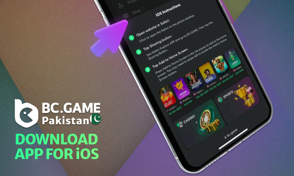 Instructions on how to download and install BC Game app on iOS