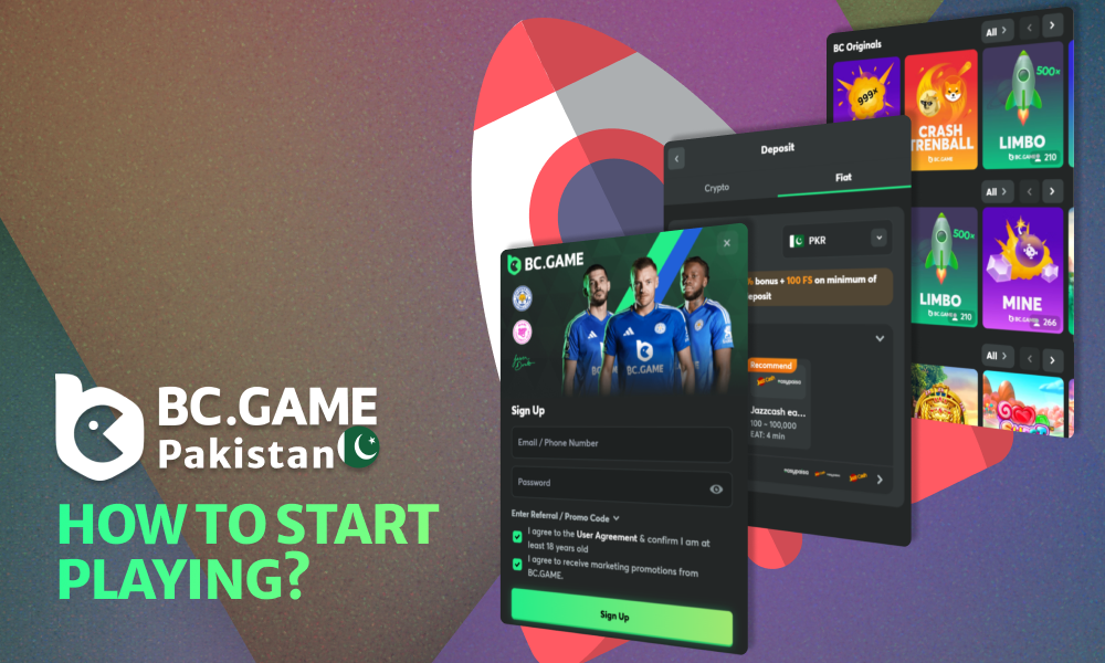 Start playing in little steps at BC Game in Pakistan