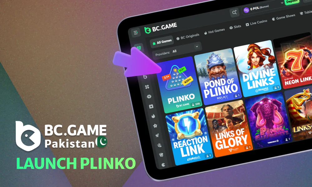 How to launch plinko game at BC Game Pakistan site