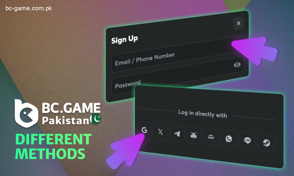 BC Game offers multiple registration methods to sign up quickly and conveniently