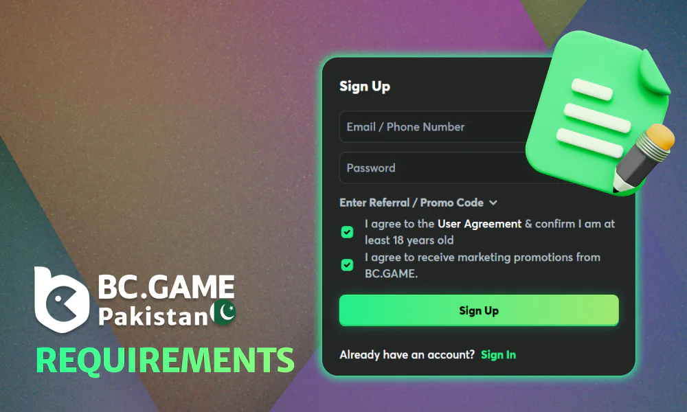 Requirements ensures a smooth account creation process on the platform
