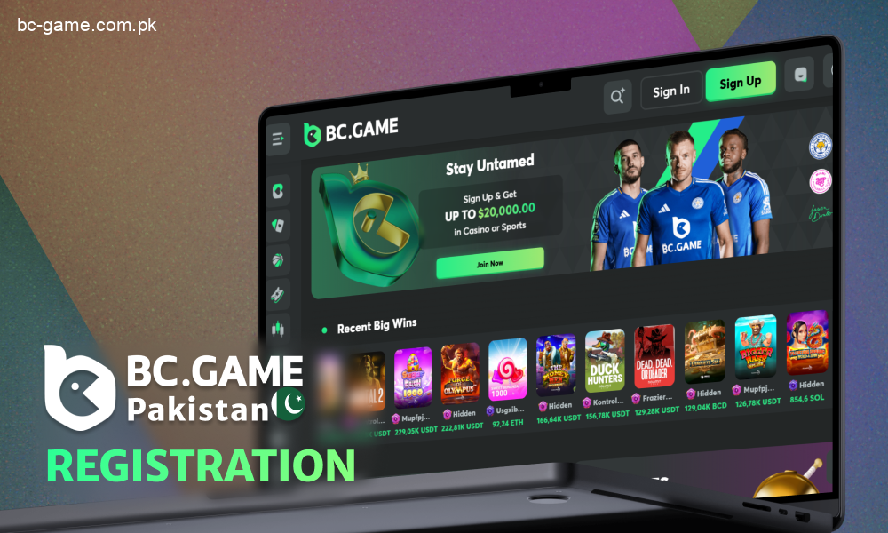Registration process at BC Game Casino