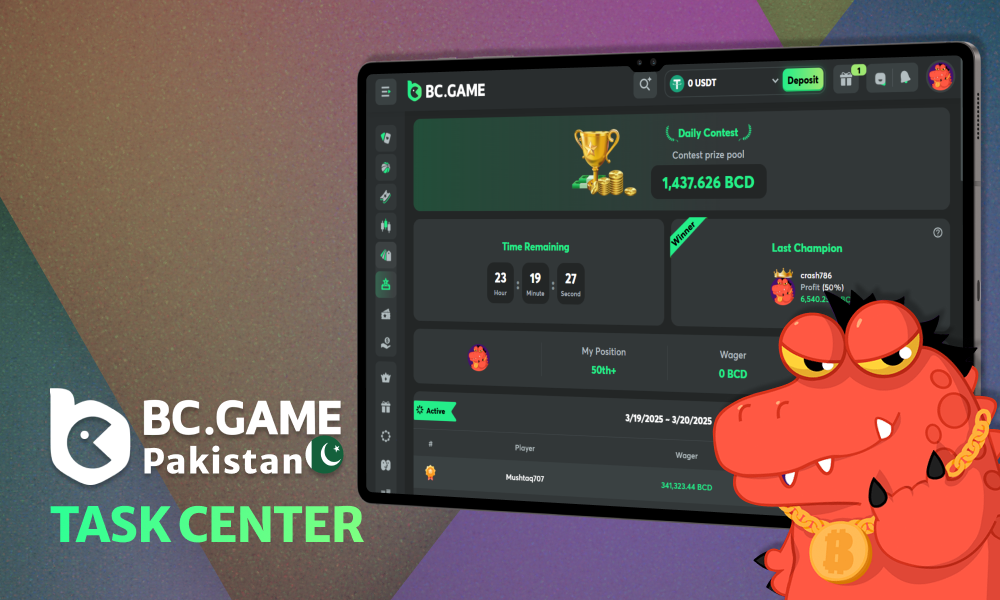 Task center to track bonus progress at BC Game