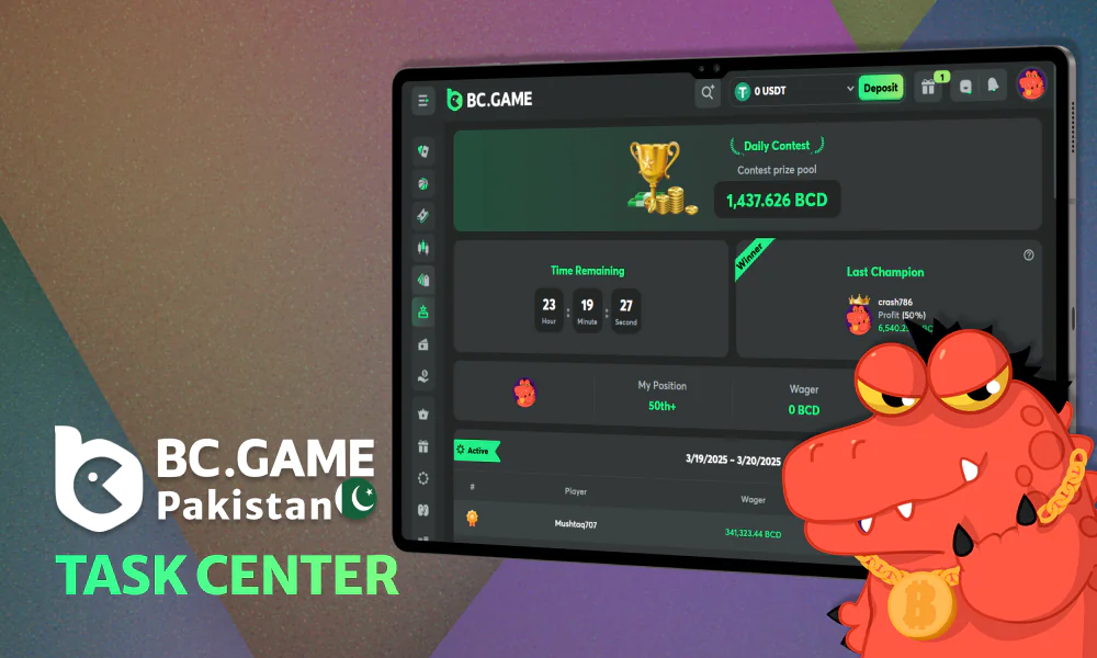 Task center to track bonus progress at BC Game